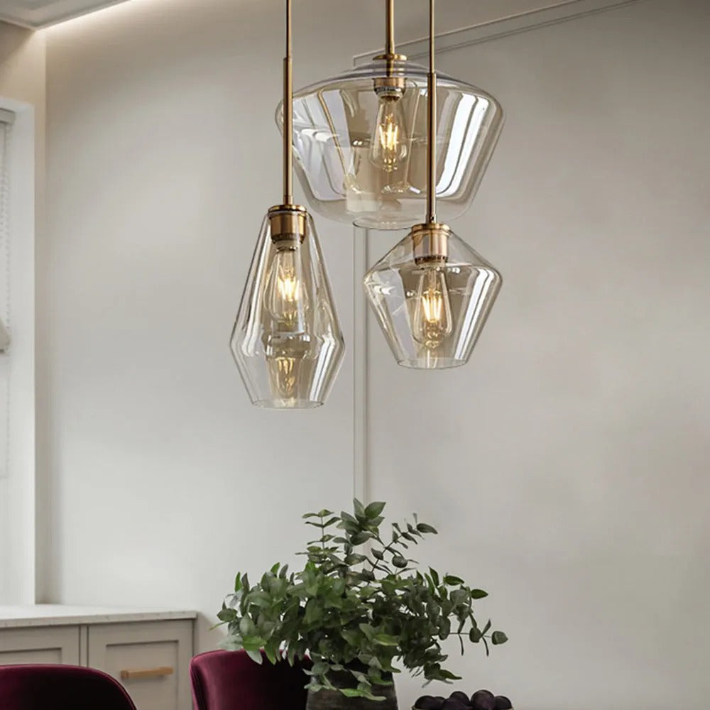 June Pendant Lamp Glass, Clear/Amber Diamond Shape