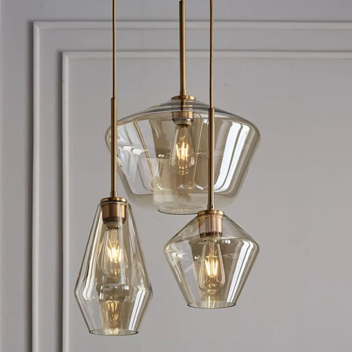 June Pendant Lamp Glass, Clear/Amber Diamond Shape
