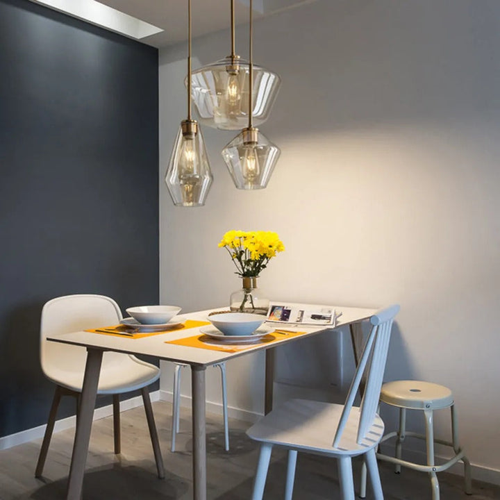 June Pendant Lamp Glass, Clear/Amber Diamond Shape