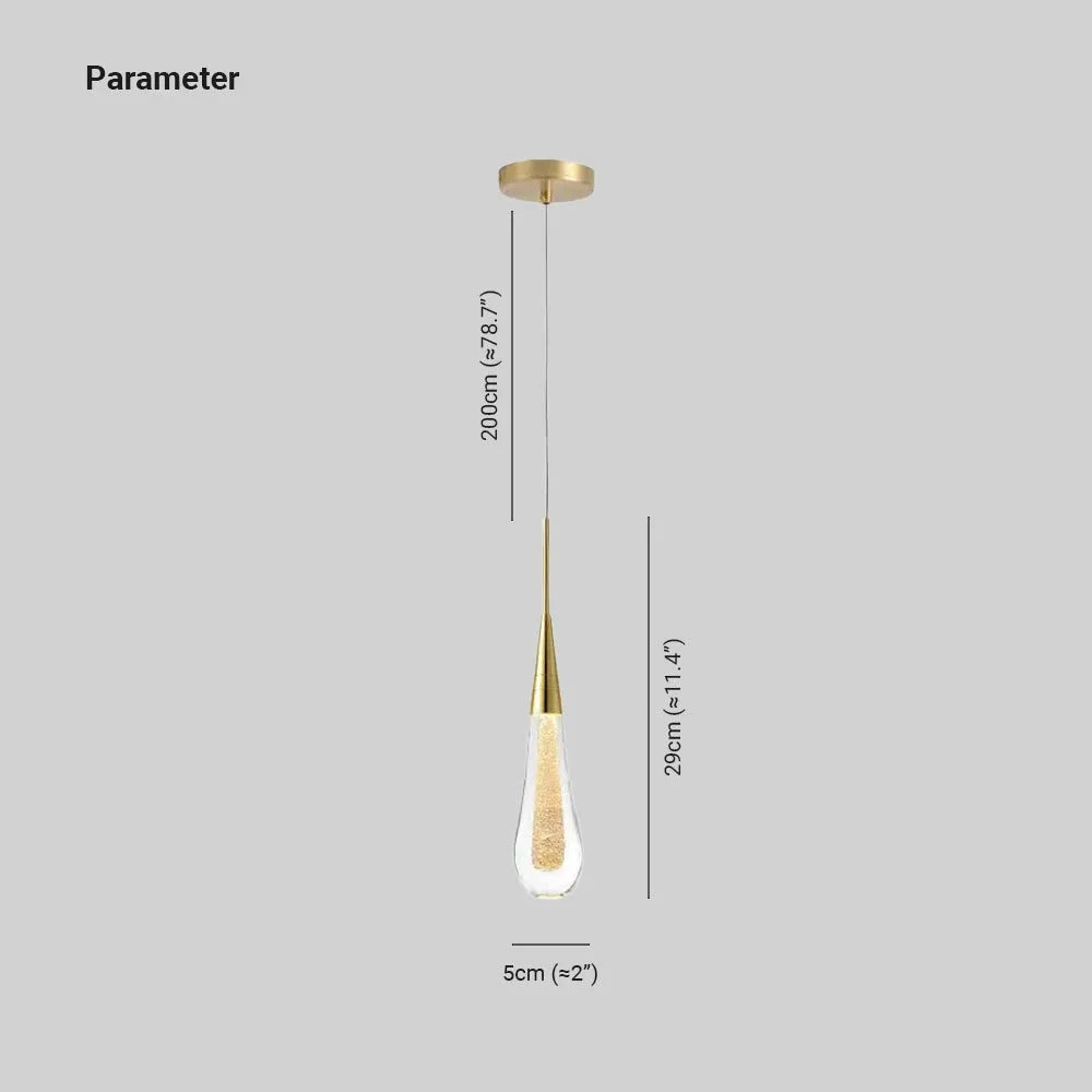 Droplet-Shaped Gold Pendant Light