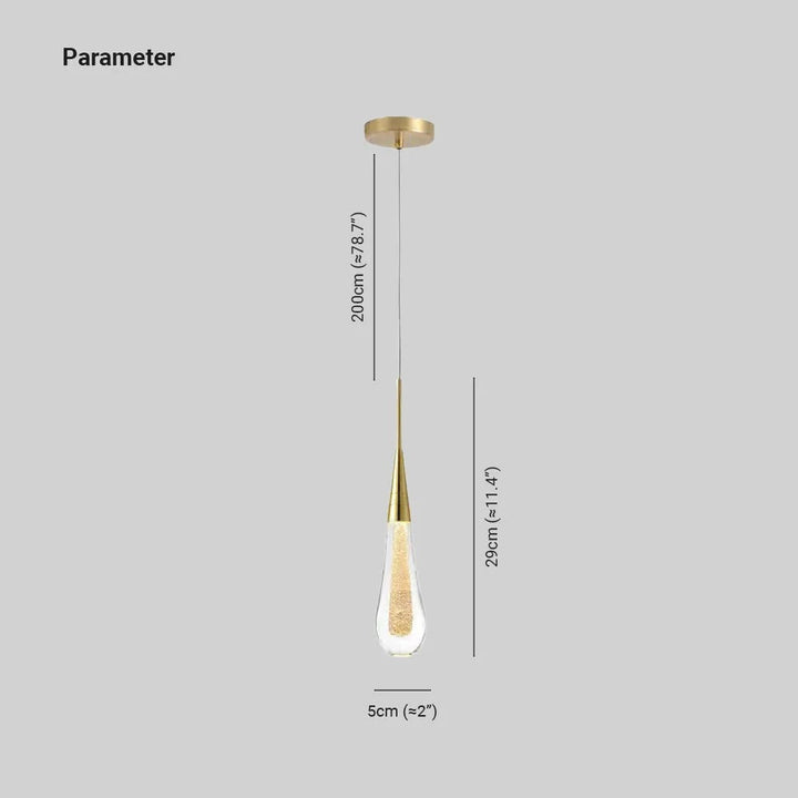 Droplet-Shaped Gold Pendant Light