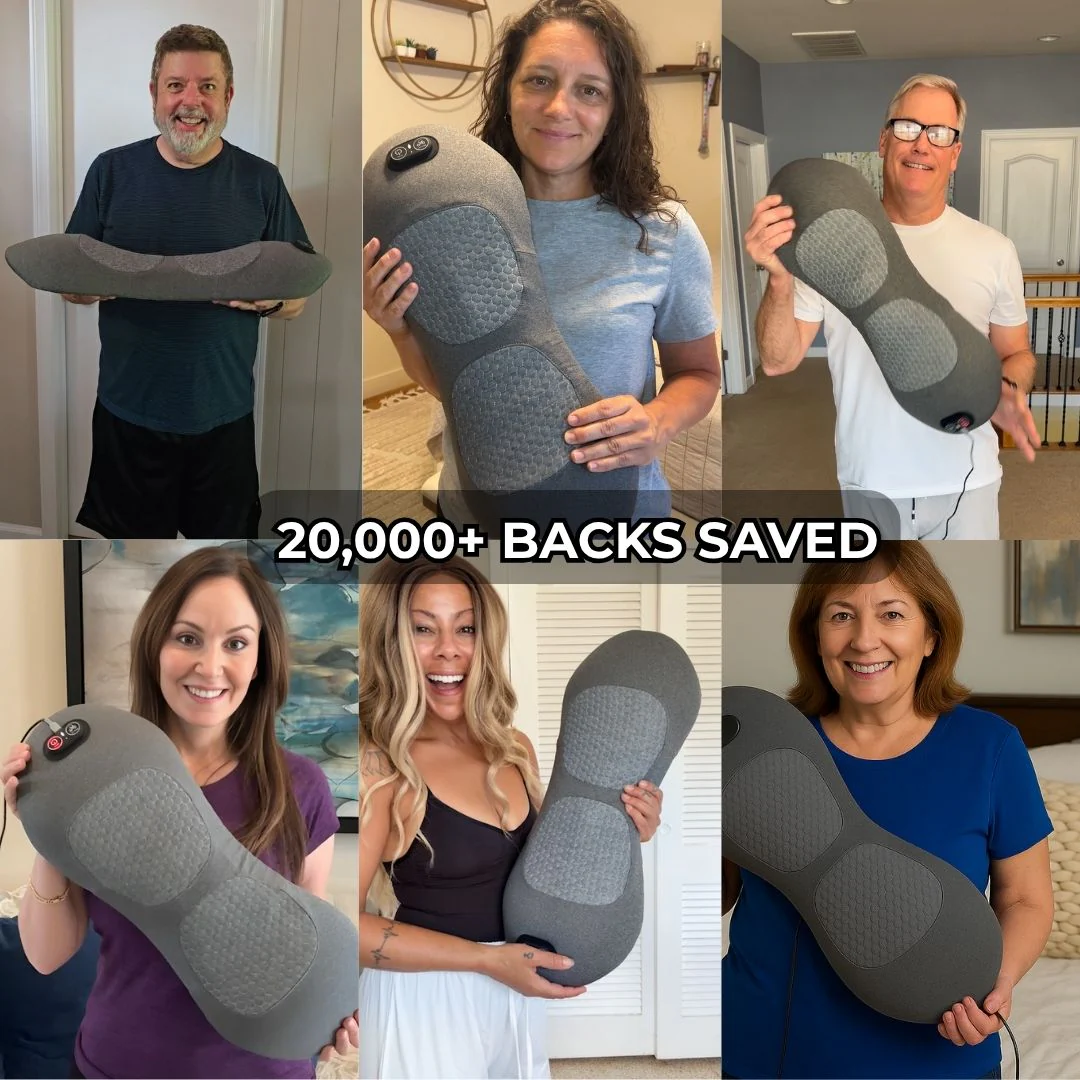 Back Pain Massager with Heat & Vibration Massage, Back Support for Sciatica Relief, Lumbar Pain & Posture Correction – 3-in-1 Home Treatment