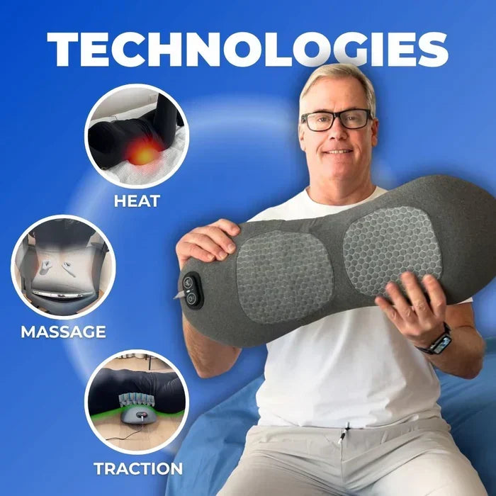 Back Pain Massager with Heat & Vibration Massage, Back Support for Sciatica Relief, Lumbar Pain & Posture Correction – 3-in-1 Home Treatment