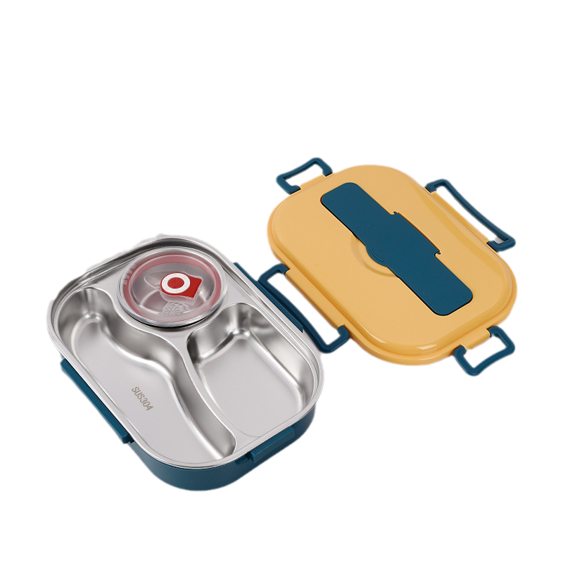 Insulated Bento Box in Stainless Steel with Four Compartments
