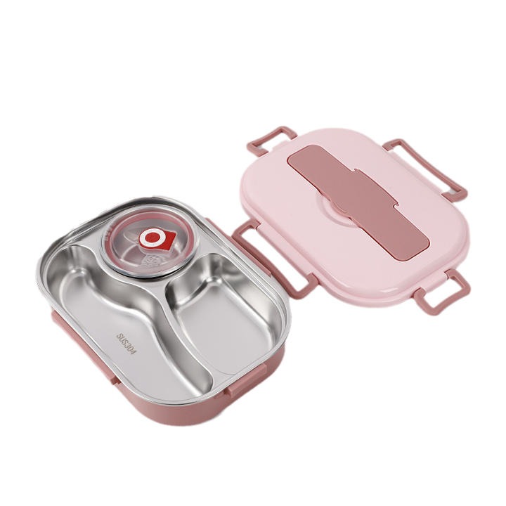 Insulated Bento Box in Stainless Steel with Four Compartments