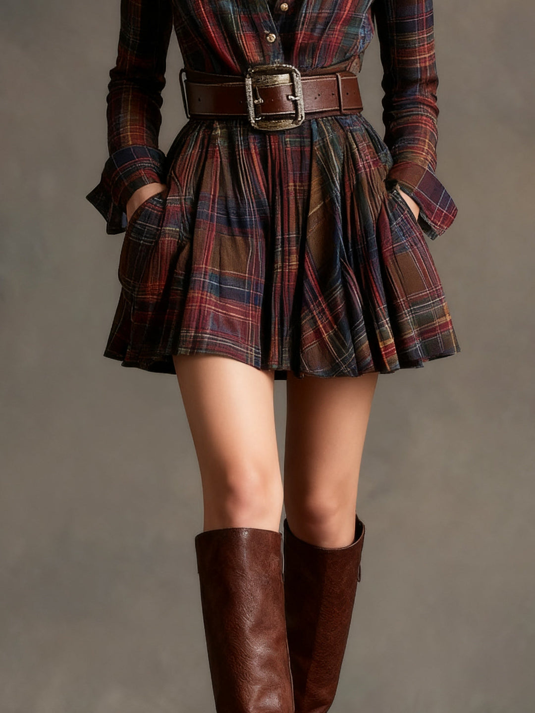 Magdalena | Elegant short checkered dress
