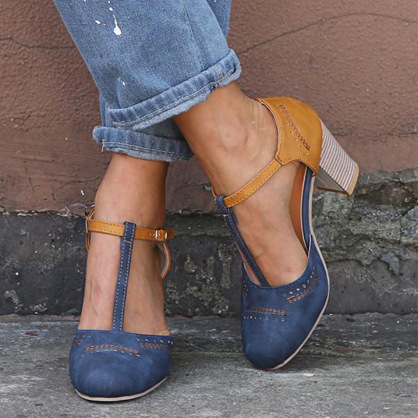 Women's Wide Heel Cushioned Support Shoe with Ergonomic Sole