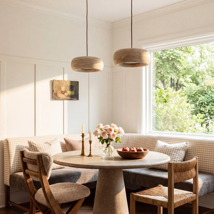 Kairi Natural Travertine Stone Vintage Cream Pendant Light