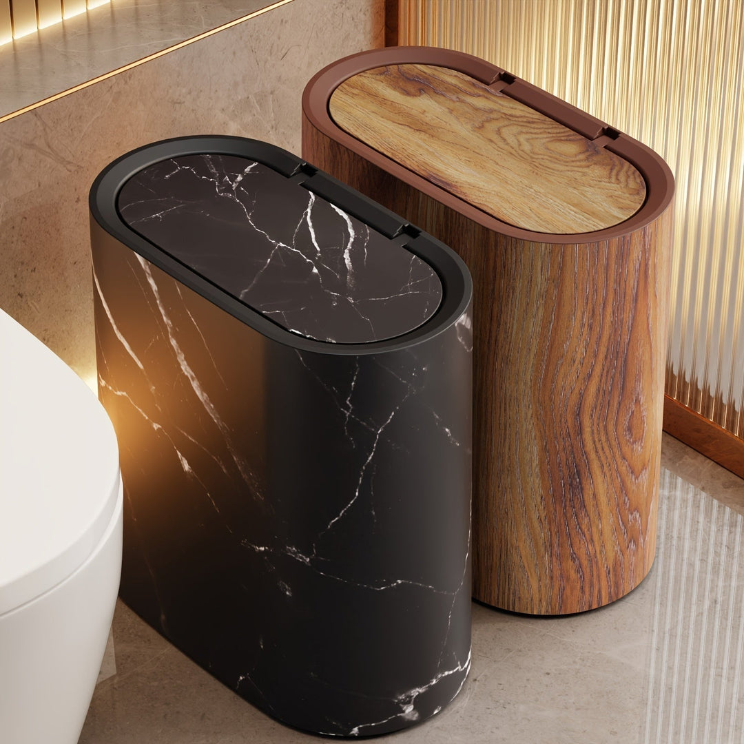 Compact Pedal-Operated Waste Bin with Oval Design - Modern Bathroom and Kitchen Trash Can