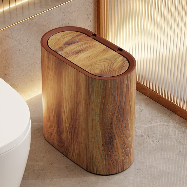 Compact Pedal-Operated Waste Bin with Oval Design - Modern Bathroom and Kitchen Trash Can