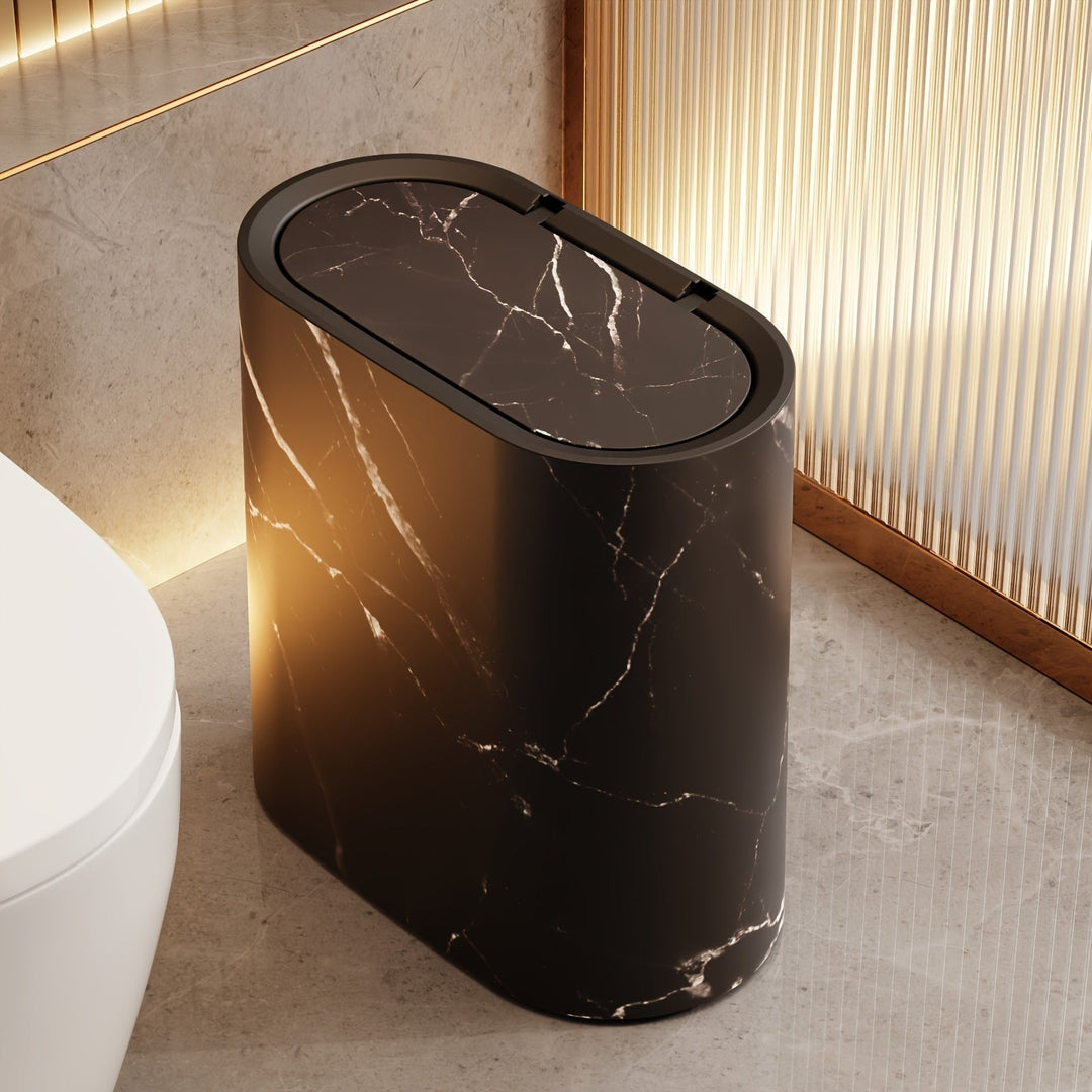 Compact Pedal-Operated Waste Bin with Oval Design - Modern Bathroom and Kitchen Trash Can