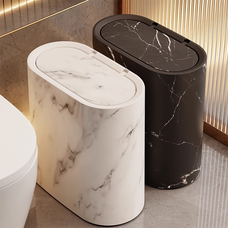 Compact Pedal-Operated Waste Bin with Oval Design - Modern Bathroom and Kitchen Trash Can