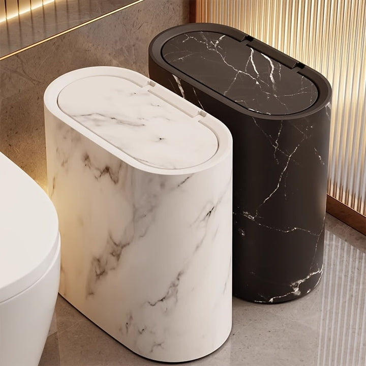 Compact Pedal-Operated Waste Bin with Oval Design - Modern Bathroom and Kitchen Trash Can
