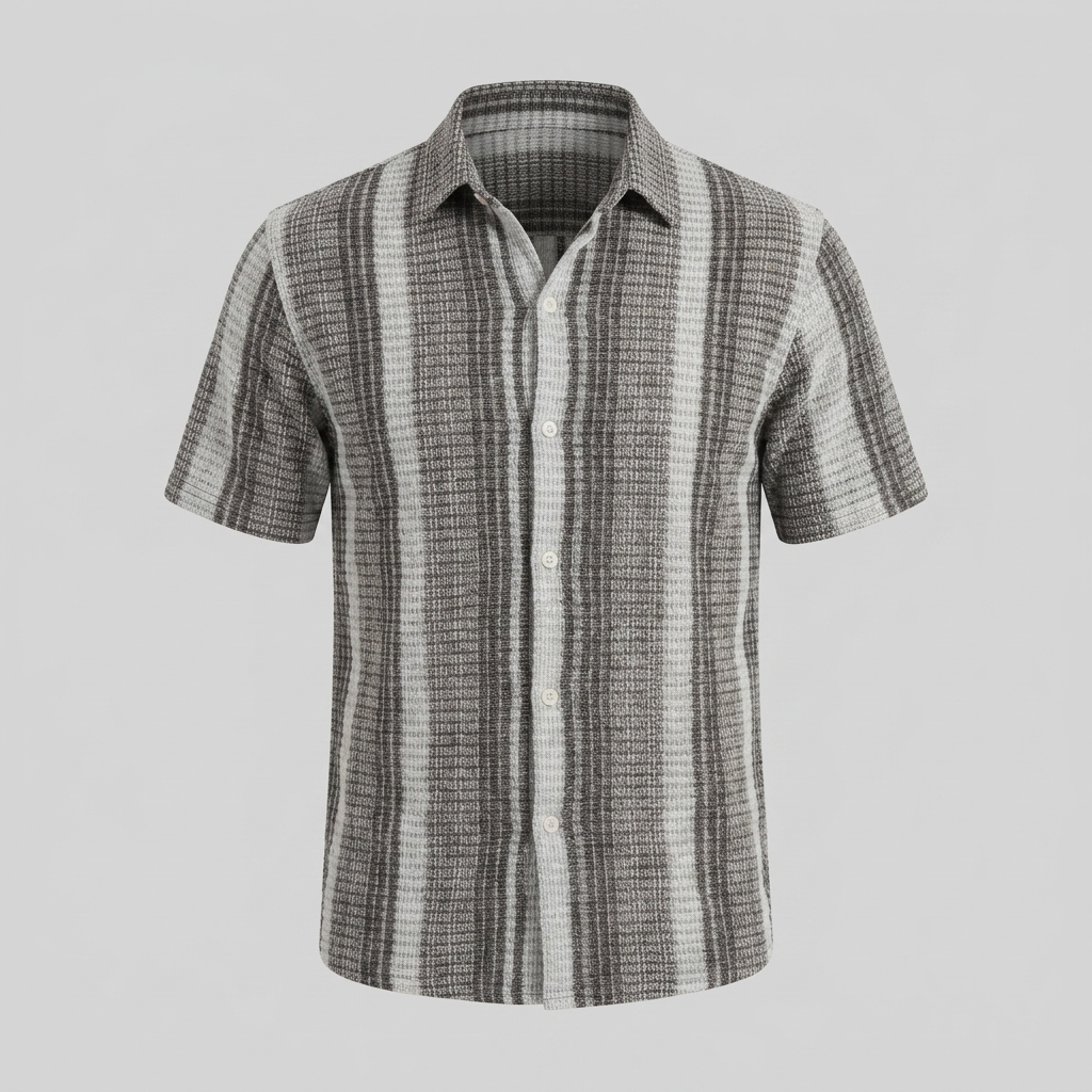 Short Sleeve Striped Shirt Men Casual Summer
