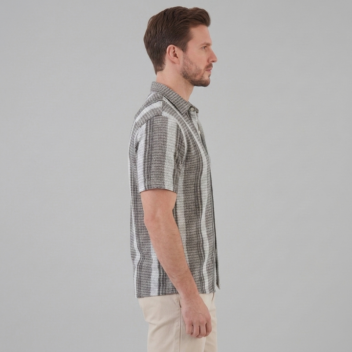 Short Sleeve Striped Shirt Men Casual Summer