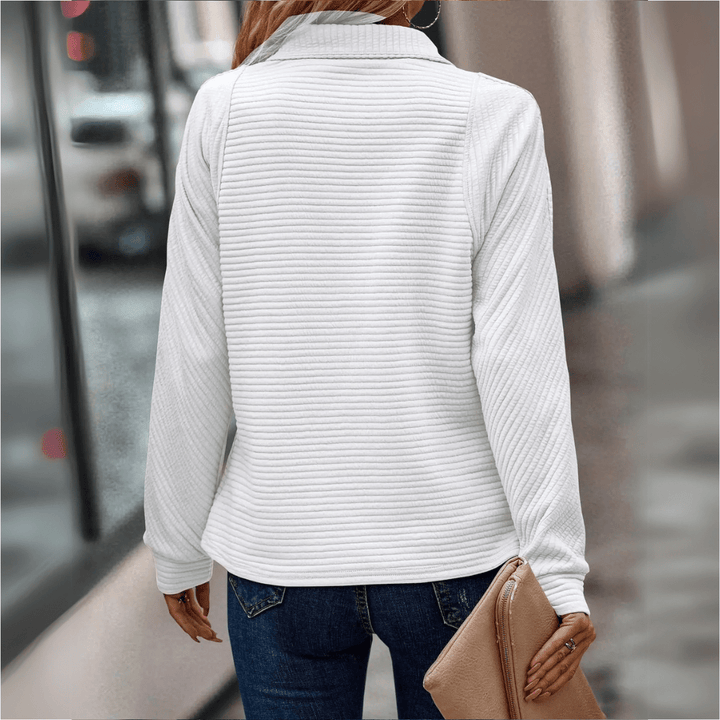 Lavra | Women's Half-Zip Pullover Sweater — Ribbed Texture with Adjustable Zip Collar in 6 Colors | Westmere
