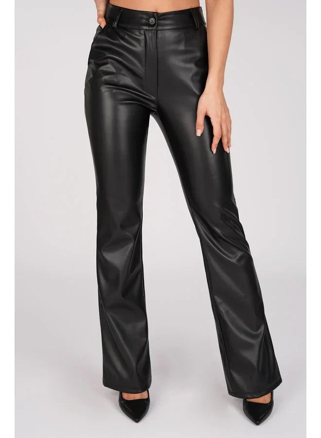 Stylish Leather Flare Pants for Women