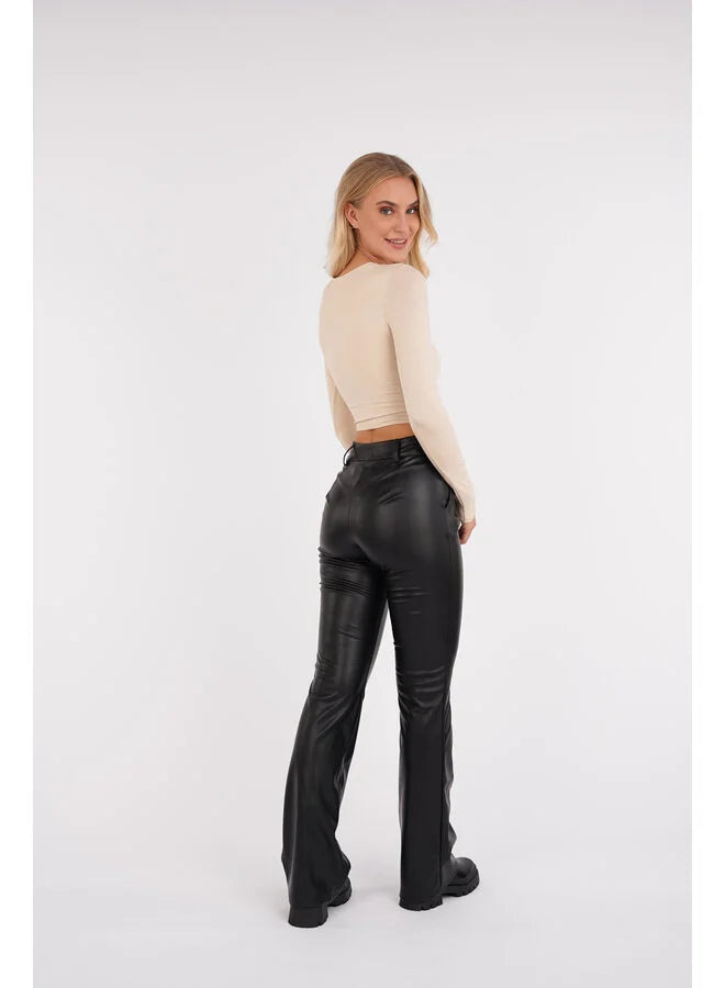 Stylish Leather Flare Pants for Women