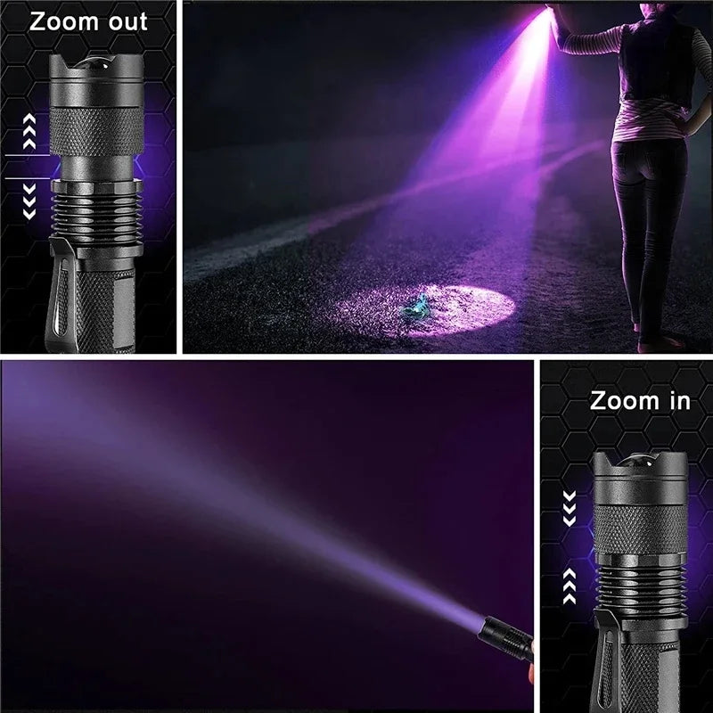 Professional UV Detection Flashlight - 395nm Ultraviolet Inspection Lamp
