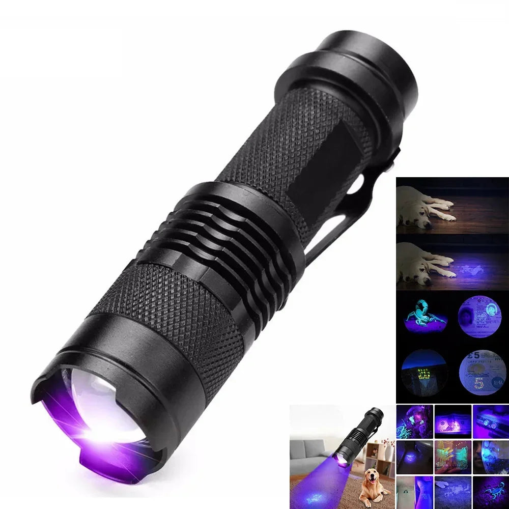 Professional UV Detection Flashlight - 395nm Ultraviolet Inspection Lamp