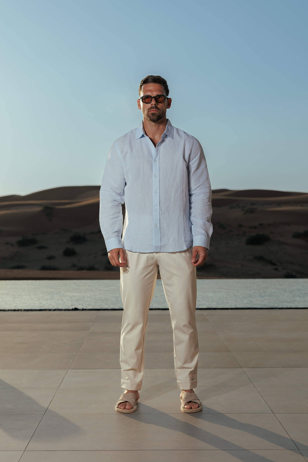 Linen Shirt Men Long Sleeves Summer Casual