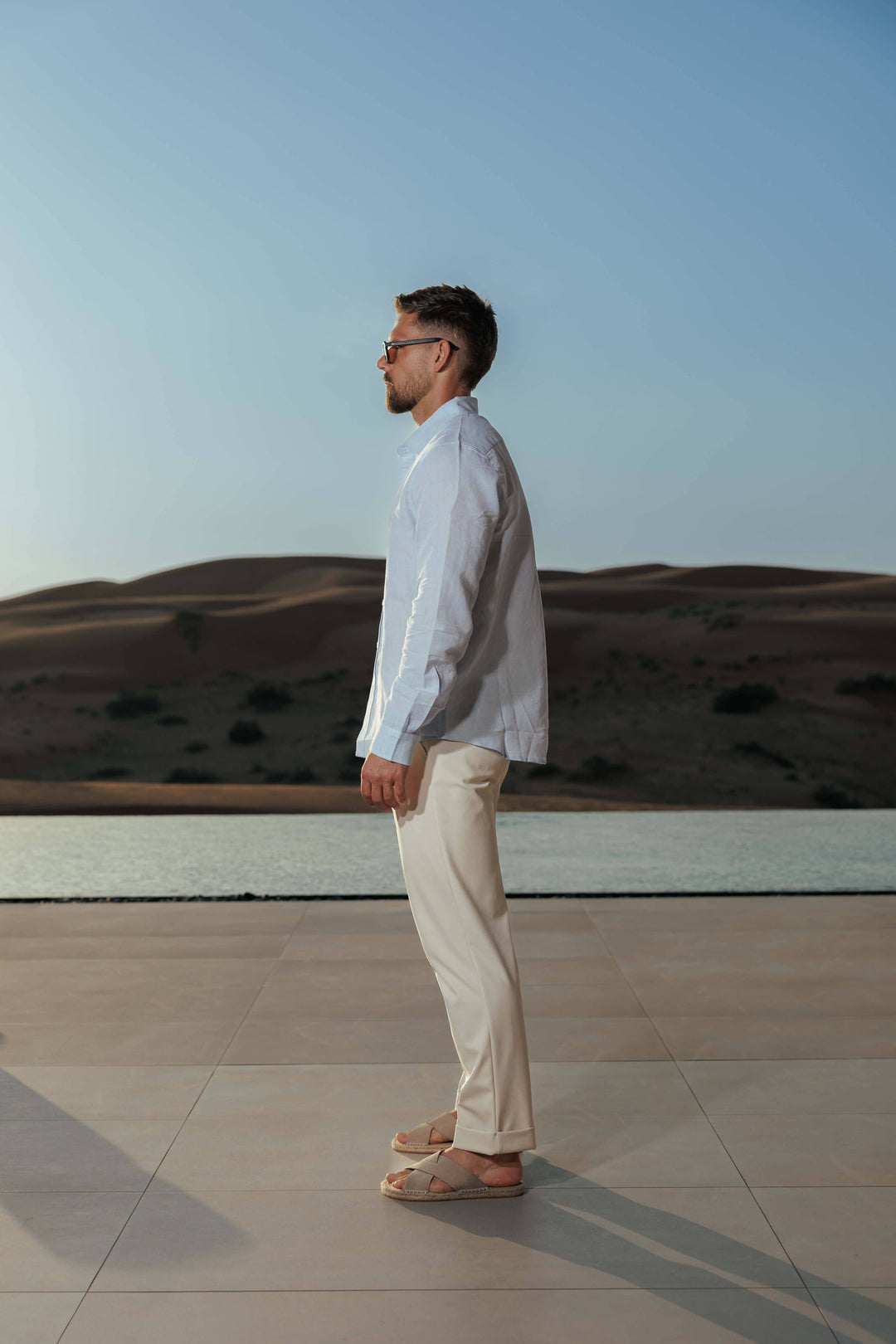 Linen Shirt Men Long Sleeves Summer Casual
