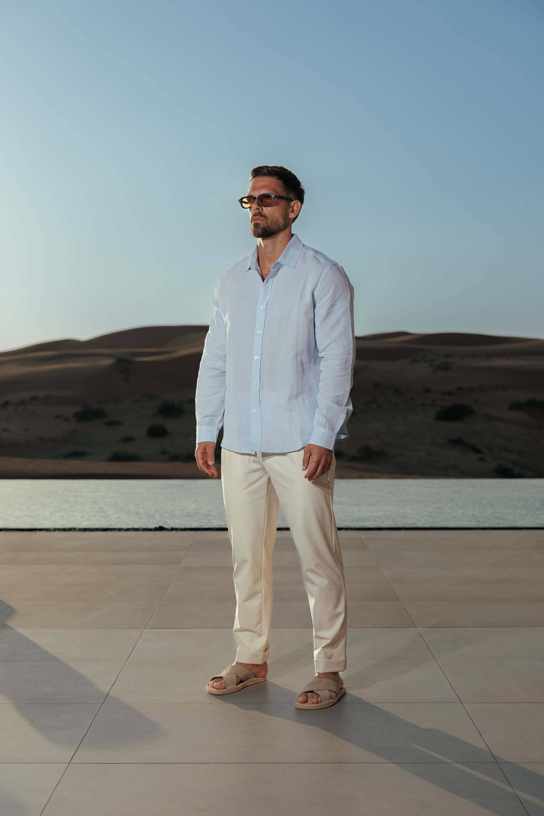 Linen Shirt Men Long Sleeves Summer Casual