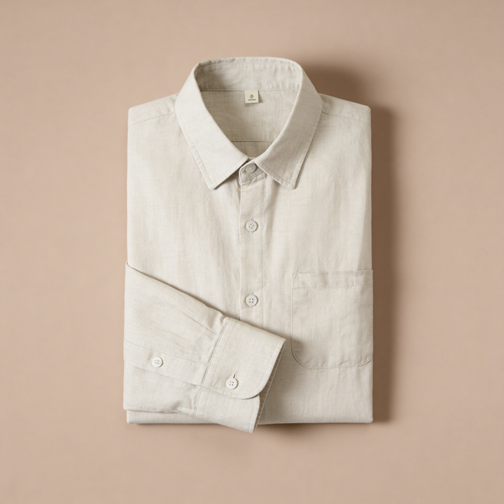 Linen Shirt Men Long Sleeves Casual Summer