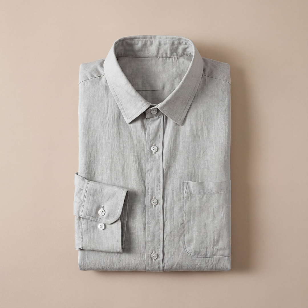 Linen Shirt Men Long Sleeves Casual Summer