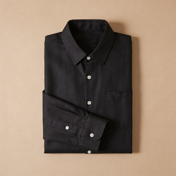 Linen Shirt Men Long Sleeves Casual Summer