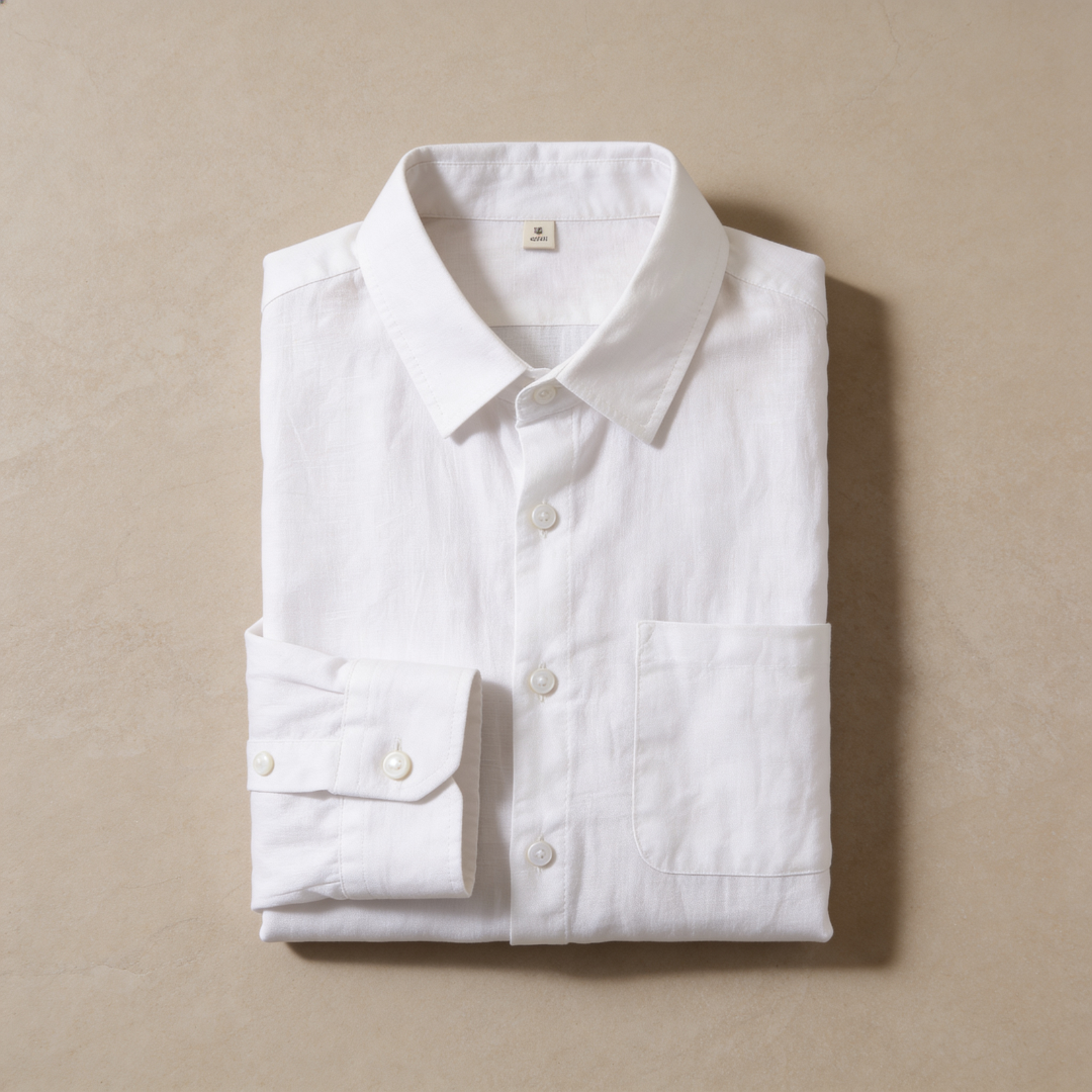 Linen Shirt Men Long Sleeves Casual Summer