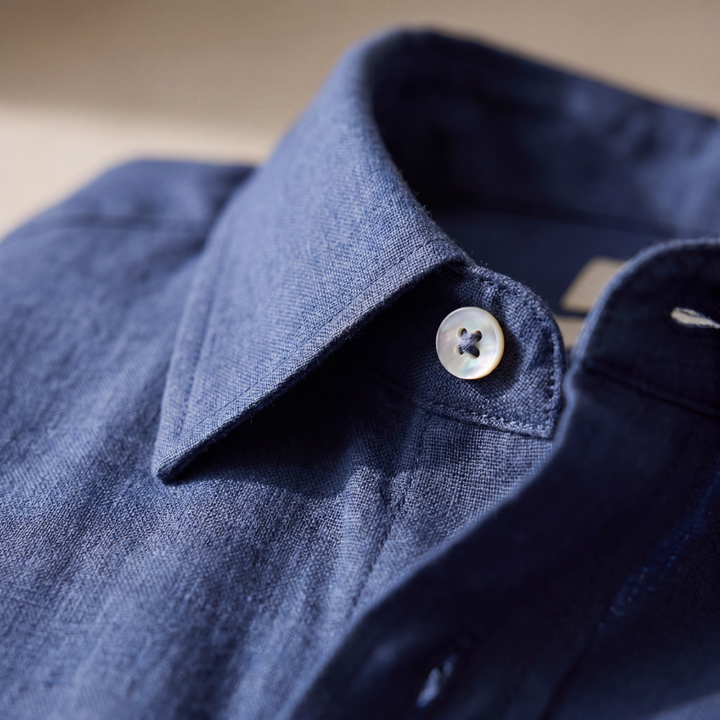 Linen Shirt Men Long Sleeves Casual Summer