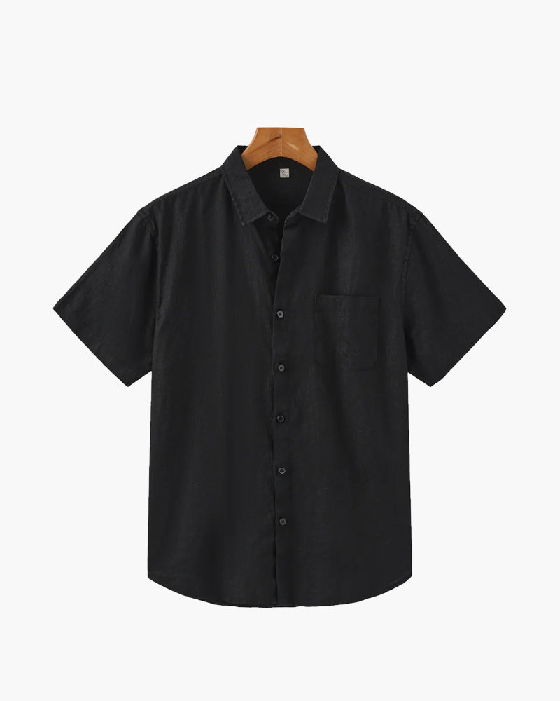 Linen Short Sleeve Shirt for Men Summer Casual