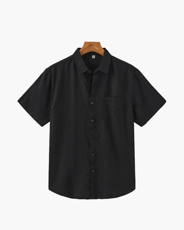 Linen Short Sleeve Shirt for Men Summer Casual