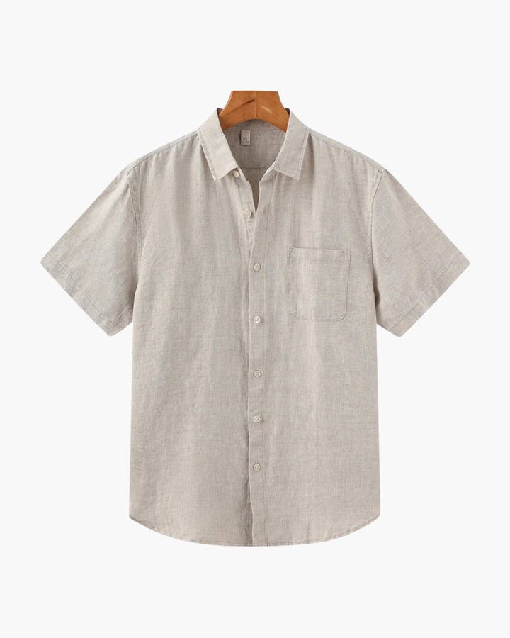 Linen Short Sleeve Shirt for Men Summer Casual