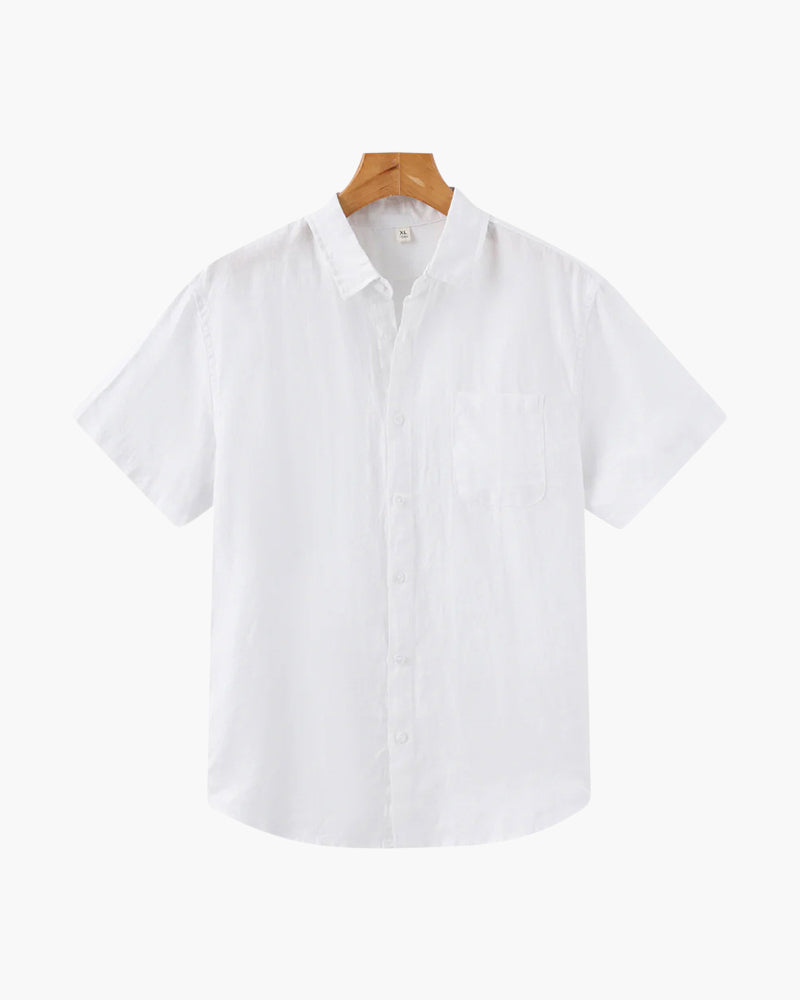 Linen Short Sleeve Shirt for Men Summer Casual