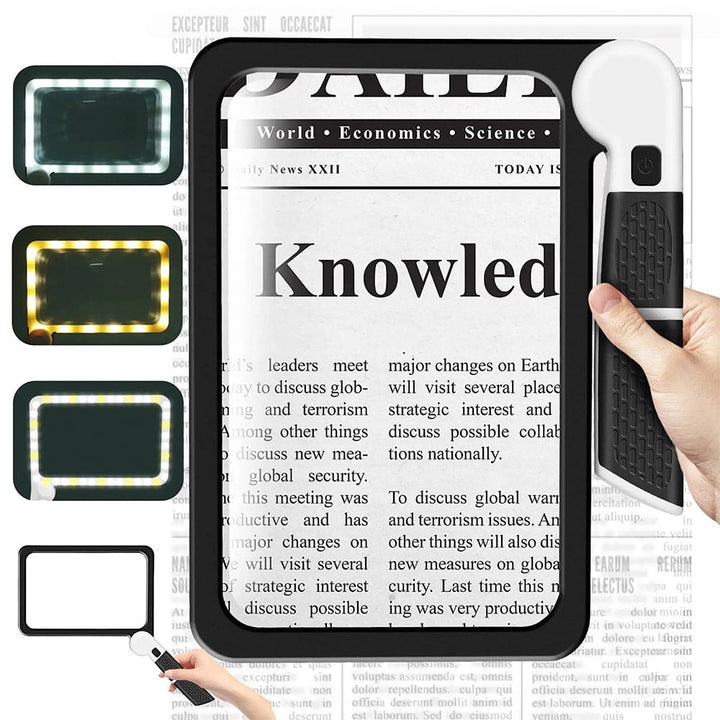 Premium LED Reading Magnifier with Foldable Handle – 5X Magnification, 48 Adjustable Lights