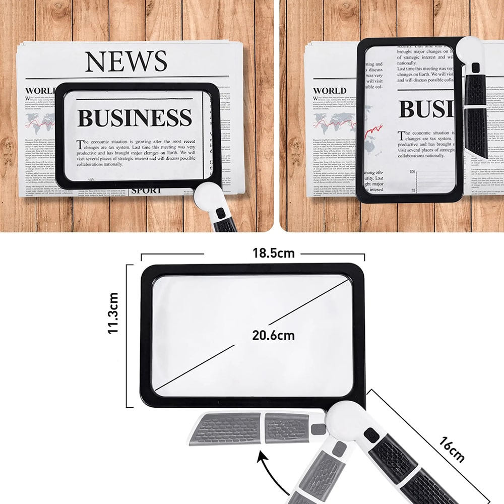 Premium LED Reading Magnifier with Foldable Handle – 5X Magnification, 48 Adjustable Lights