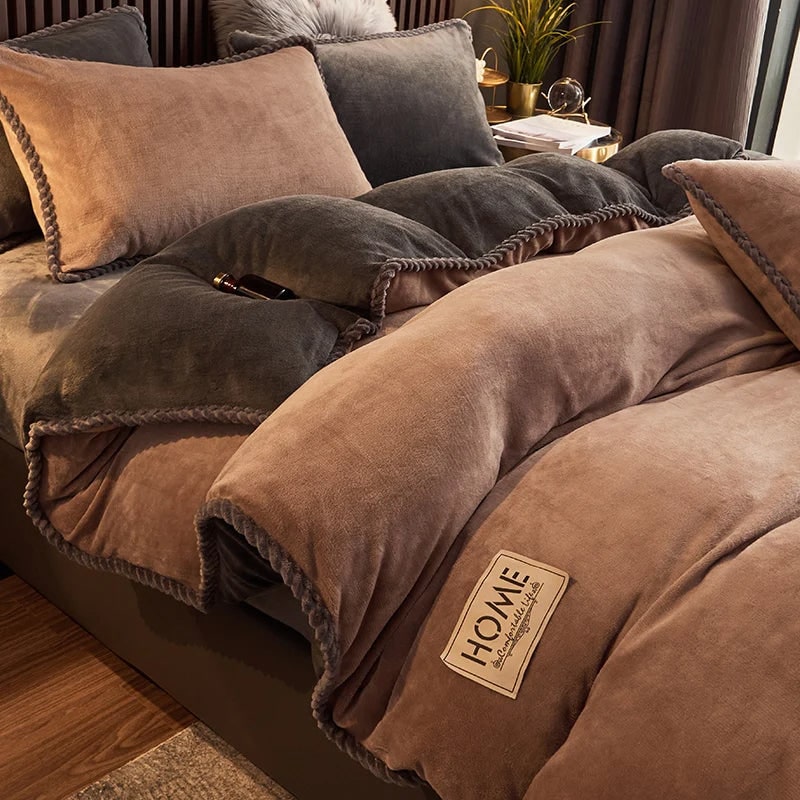 Luxurious Velvet Duvet Cover Set Soft Plush Bedding Comfort