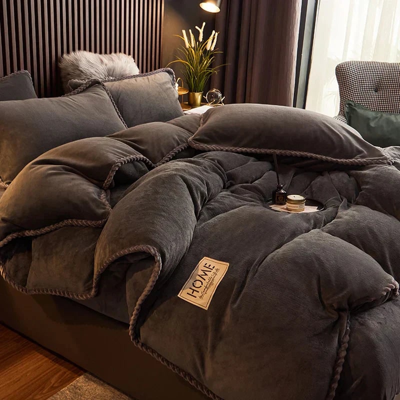 Luxurious Velvet Duvet Cover Set Soft Plush Bedding Comfort