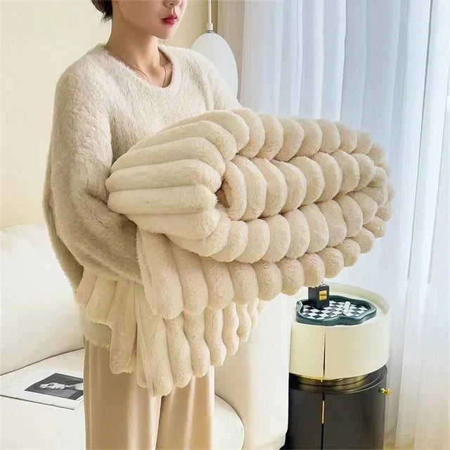 Premium Plush Heated Comfort Blanket - Soft Rabbit Fleece for Ultimate Warmth
