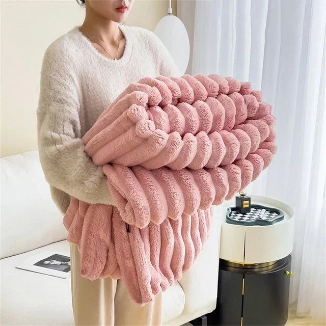 Premium Plush Heated Comfort Blanket - Soft Rabbit Fleece for Ultimate Warmth