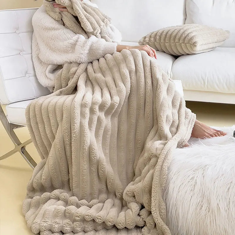 Premium Plush Heated Comfort Blanket - Soft Rabbit Fleece for Ultimate Warmth