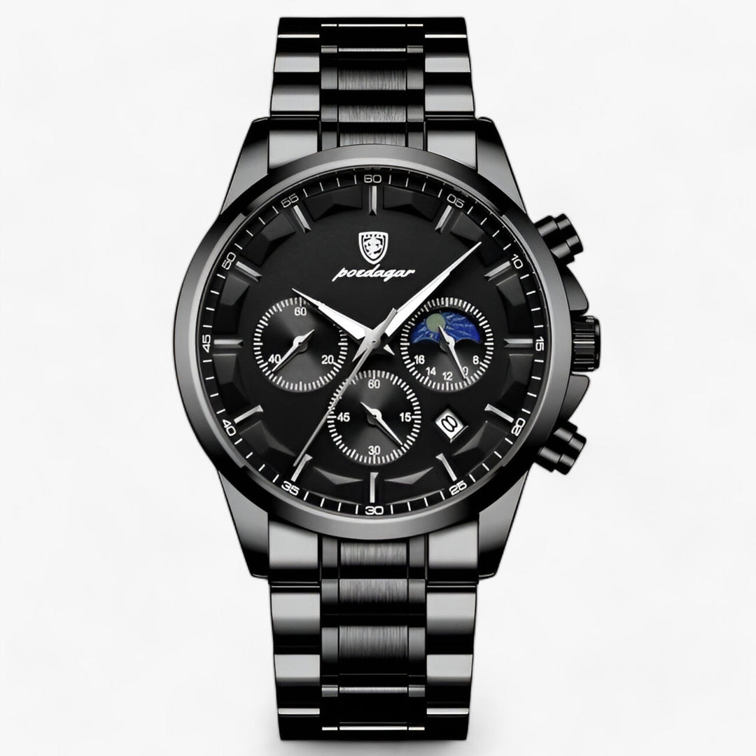 Precision Titanium Steel Dress Watch with Waterproof Design and Leather Strap
