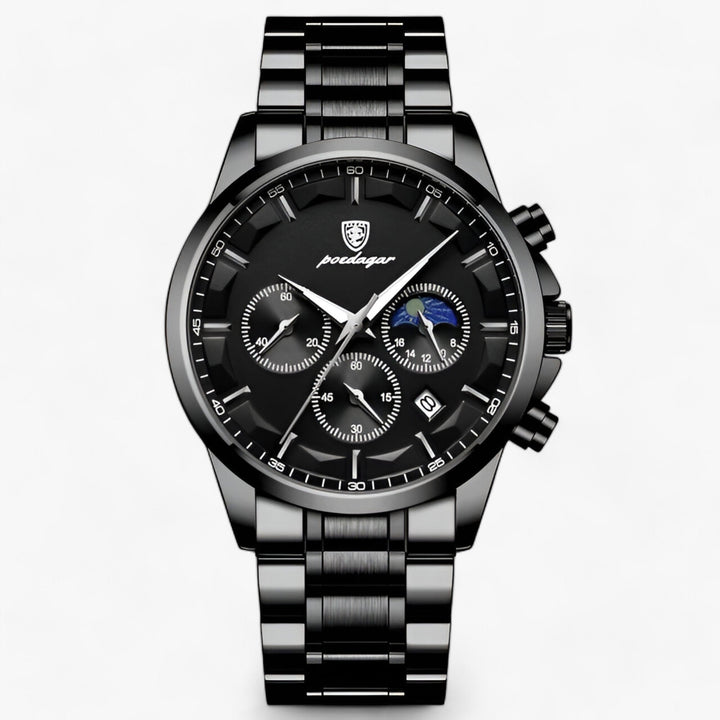 Precision Titanium Steel Dress Watch with Waterproof Design and Leather Strap