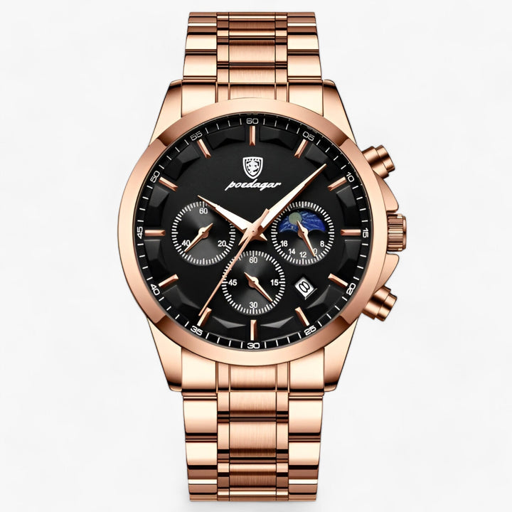 Precision Titanium Steel Dress Watch with Waterproof Design and Leather Strap