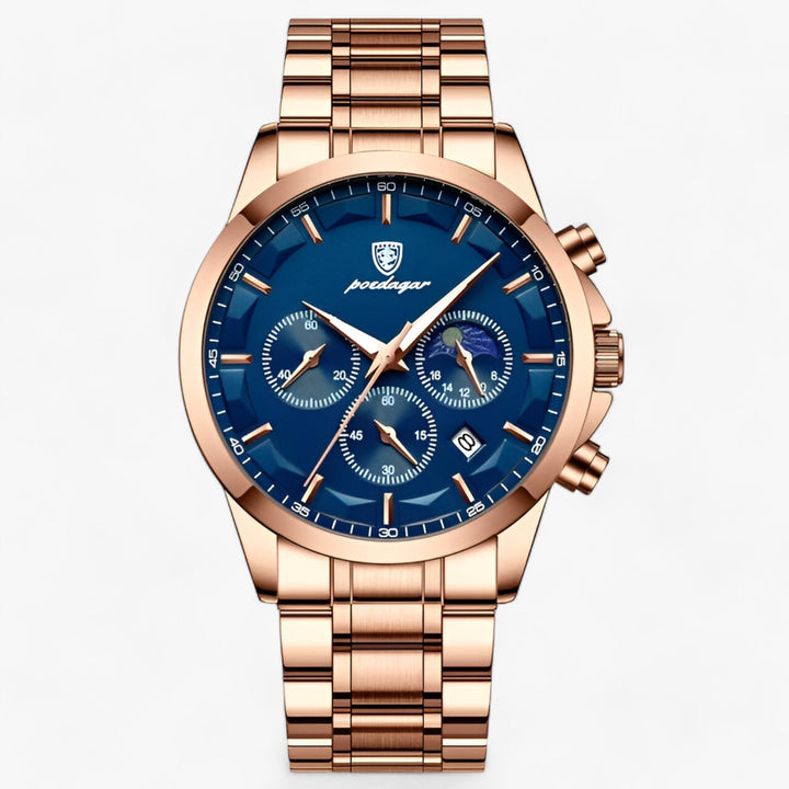 Precision Titanium Steel Dress Watch with Waterproof Design and Leather Strap