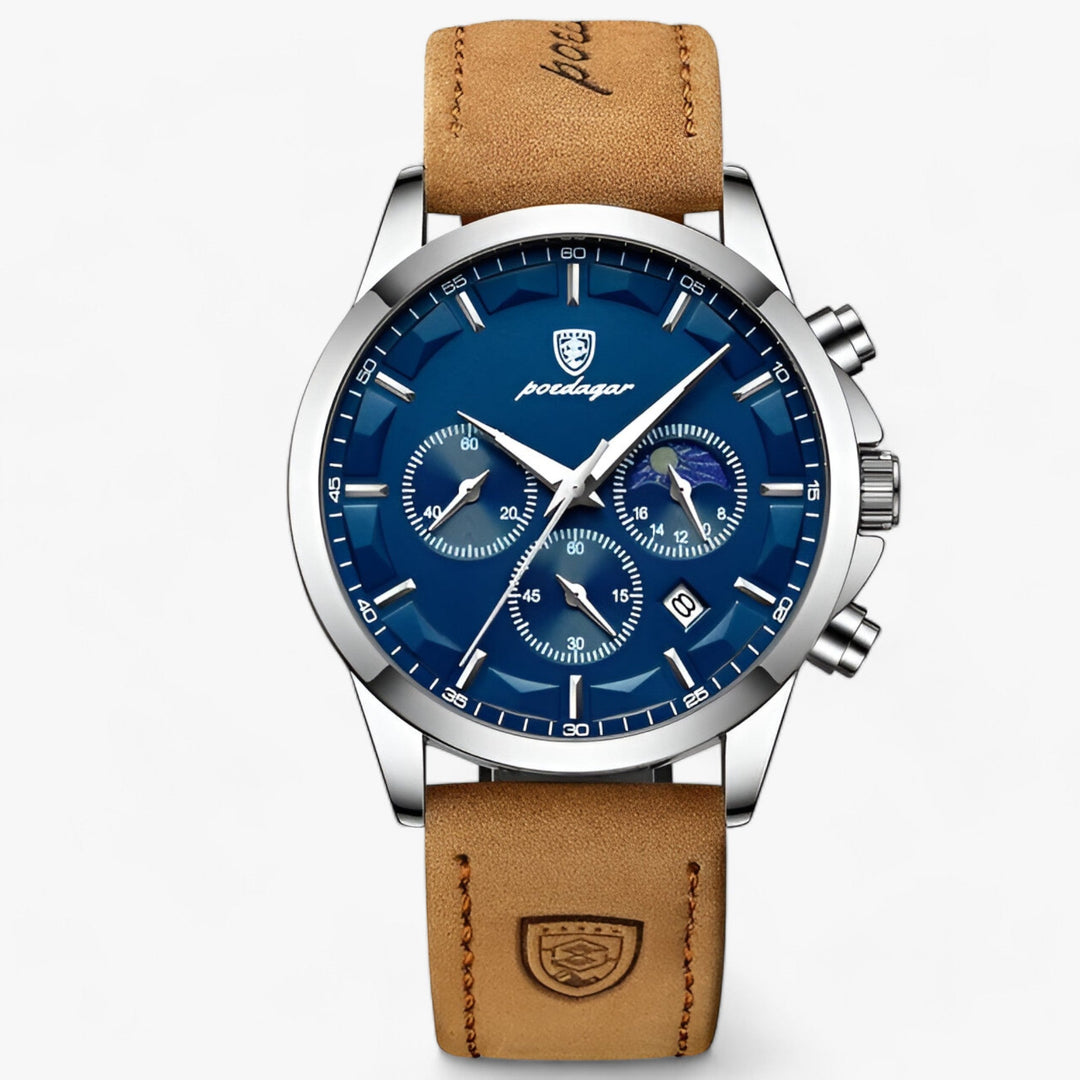 Precision Titanium Steel Dress Watch with Waterproof Design and Leather Strap