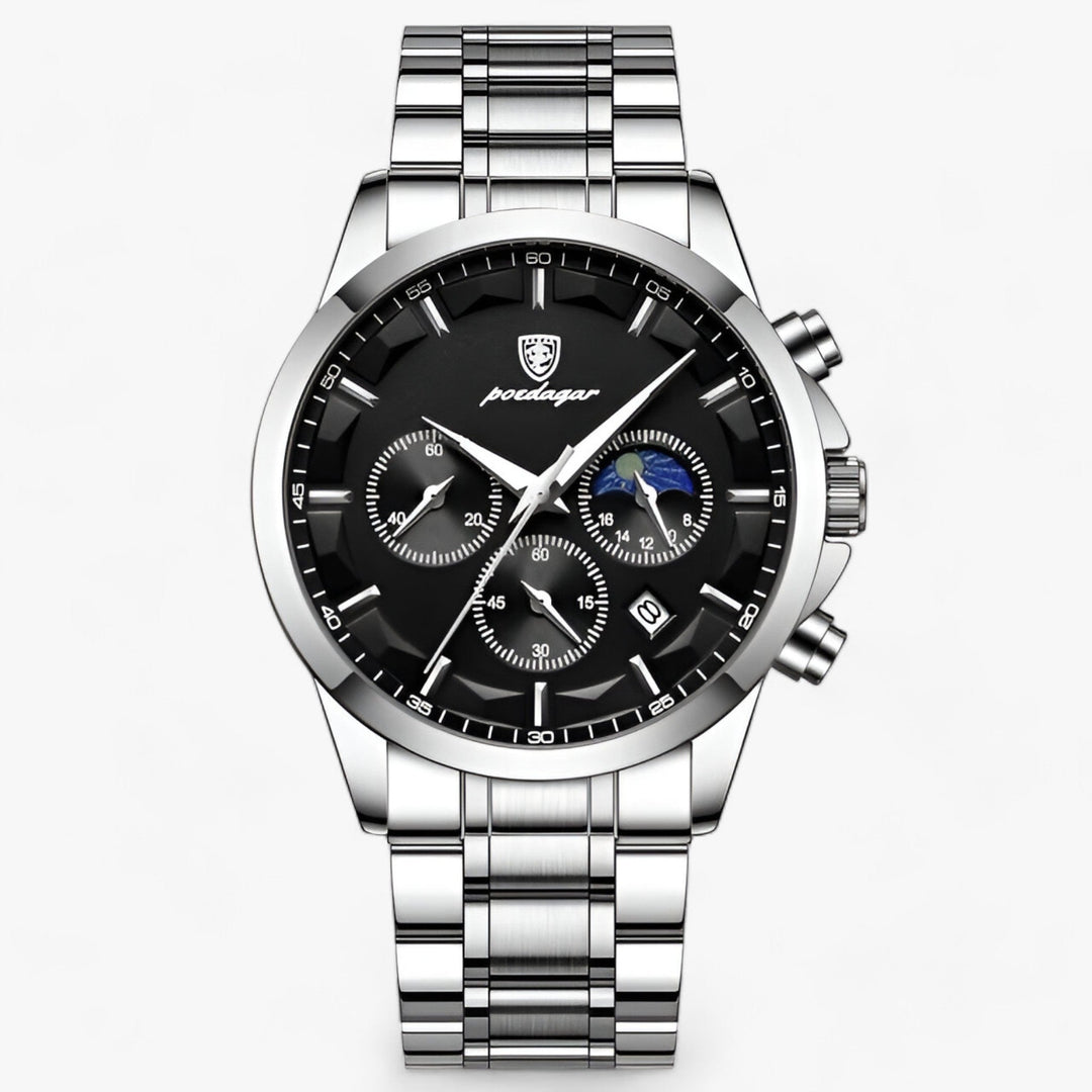 Precision Titanium Steel Dress Watch with Waterproof Design and Leather Strap