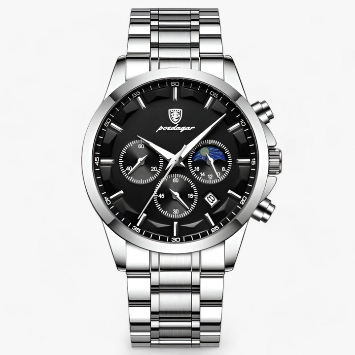 Precision Titanium Steel Dress Watch with Waterproof Design and Leather Strap